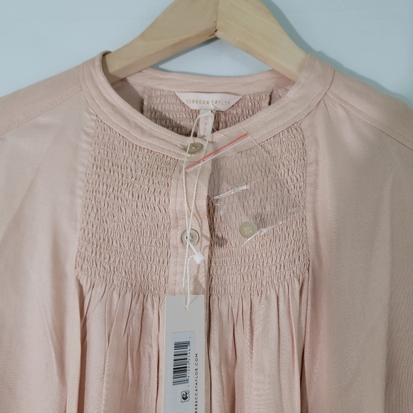 NWT REBECCA TAYLOR LS Twill Blouse in Ballet Size S 100% Viscose Button-Front - Picture 4 of 12